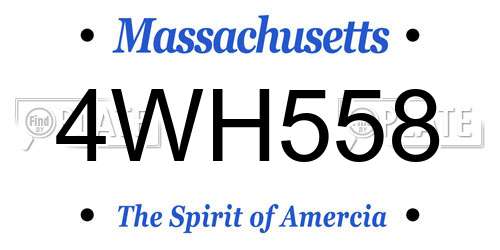 4WH558 Massachusetts License Plate