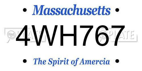 4WH767 Massachusetts License Plate