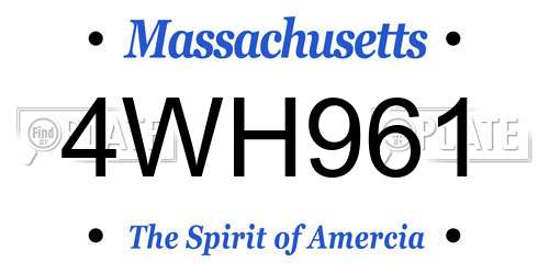 4WH961 Massachusetts License Plate