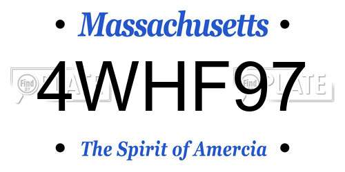 4WHF97 Massachusetts License Plate