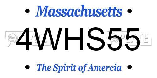 4WHS55 Massachusetts License Plate