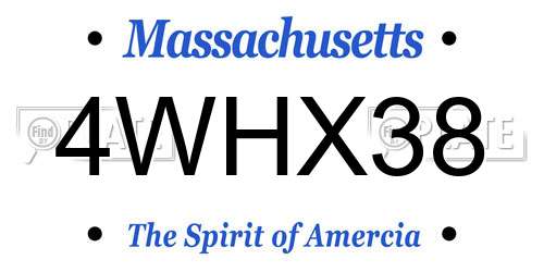 4WHX38 Massachusetts License Plate