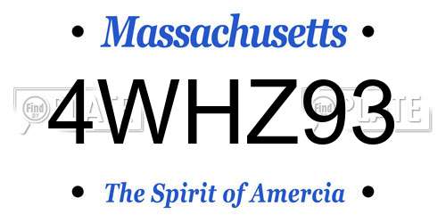 4WHZ93 Massachusetts License Plate
