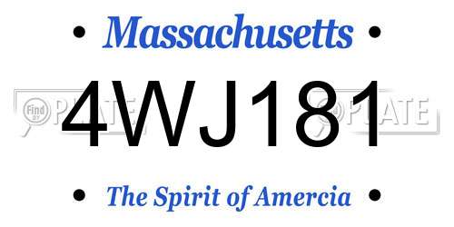 4WJ181 Massachusetts License Plate