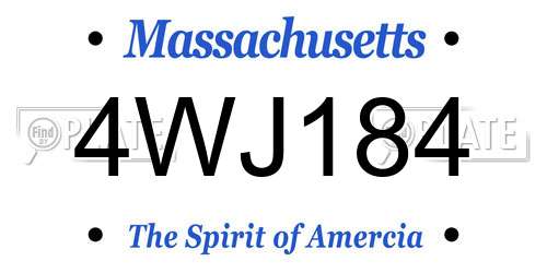 4WJ184 Massachusetts License Plate