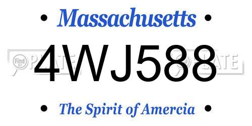 4WJ588 Massachusetts License Plate