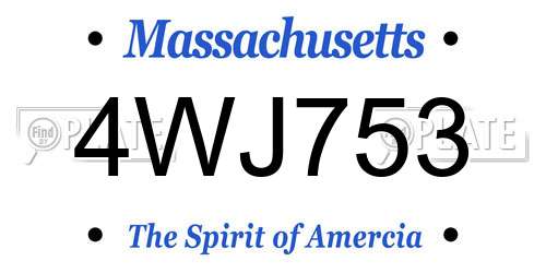 4WJ753 Massachusetts License Plate