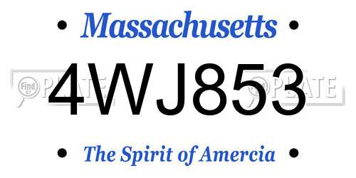 4WJ853 Massachusetts License Plate