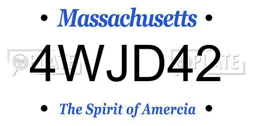 4WJD42 Massachusetts License Plate