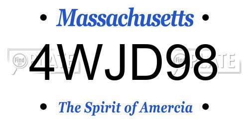4WJD98 Massachusetts License Plate