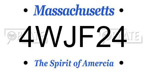 4WJF24 Massachusetts License Plate
