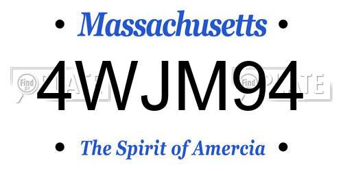 4WJM94 Massachusetts License Plate