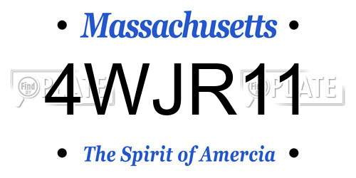 4WJR11 Massachusetts License Plate