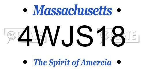 4WJS18 Massachusetts License Plate