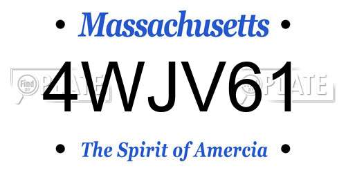 4WJV61 Massachusetts License Plate