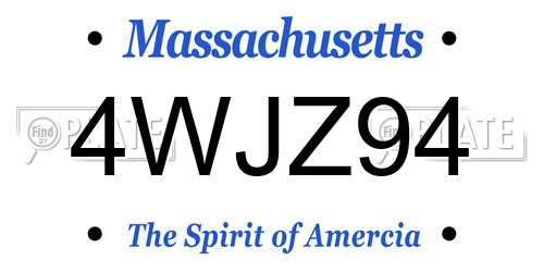 4WJZ94 Massachusetts License Plate