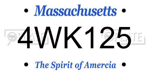 4WK125 Massachusetts License Plate