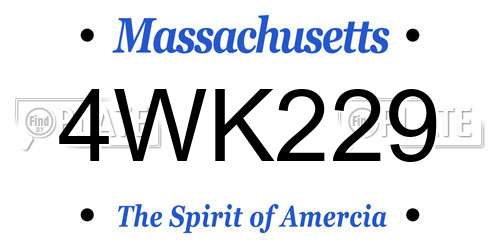 4WK229 Massachusetts License Plate