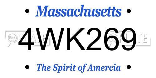 4WK269 Massachusetts License Plate