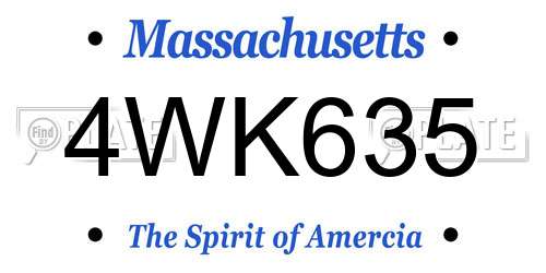 4WK635 Massachusetts License Plate