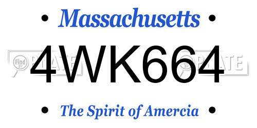 4WK664 Massachusetts License Plate