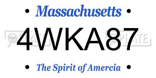 4WKA87 Massachusetts License Plate