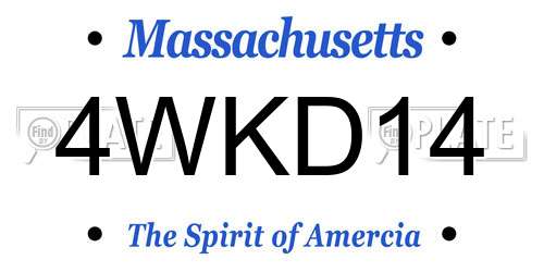 4WKD14 Massachusetts License Plate