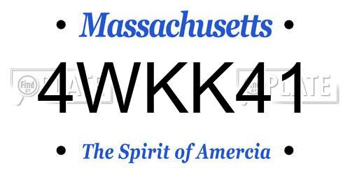 4WKK41 Massachusetts License Plate