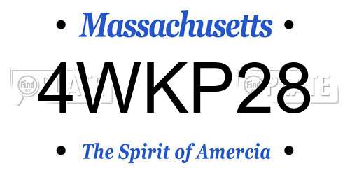 4WKP28 Massachusetts License Plate