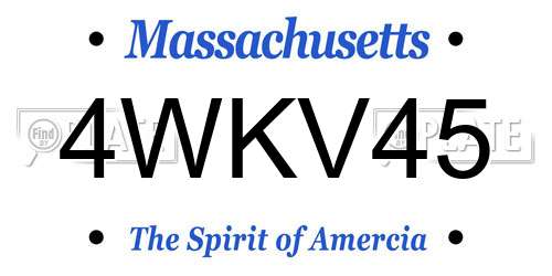4WKV45 Massachusetts License Plate