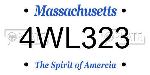 4WL323 Massachusetts License Plate