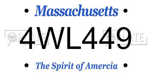 4WL449 Massachusetts License Plate