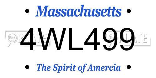 4WL499 Massachusetts License Plate