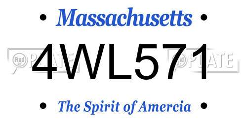 4WL571 Massachusetts License Plate