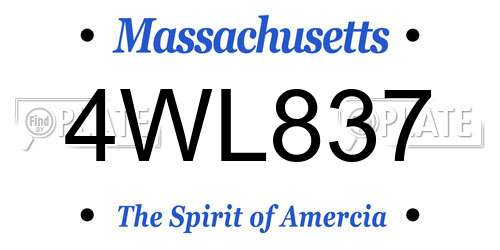 4WL837 Massachusetts License Plate