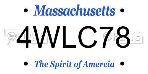 4WLC78 Massachusetts License Plate