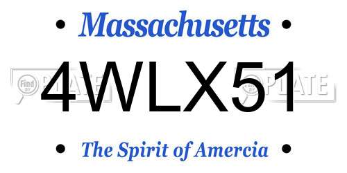 4WLX51 Massachusetts License Plate
