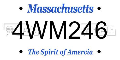4WM246 Massachusetts License Plate