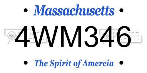 4WM346 Massachusetts License Plate