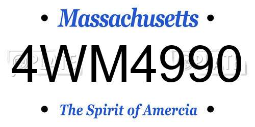 4WM4990 Massachusetts License Plate