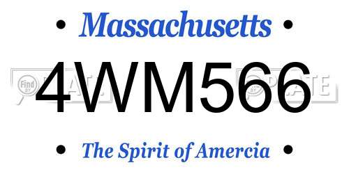4WM566 Massachusetts License Plate