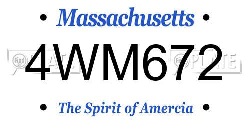 4WM672 Massachusetts License Plate