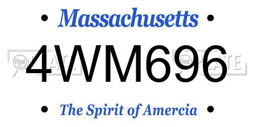 4WM696 Massachusetts License Plate