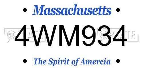 4WM934 Massachusetts License Plate