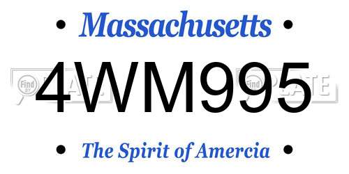 4WM995 Massachusetts License Plate