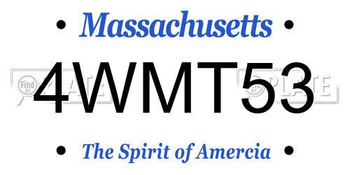 4WMT53 Massachusetts License Plate