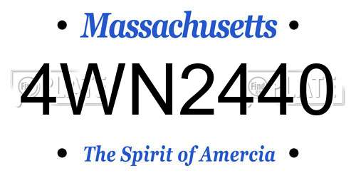 4WN2440 Massachusetts License Plate