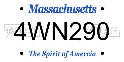 4WN290 Massachusetts License Plate