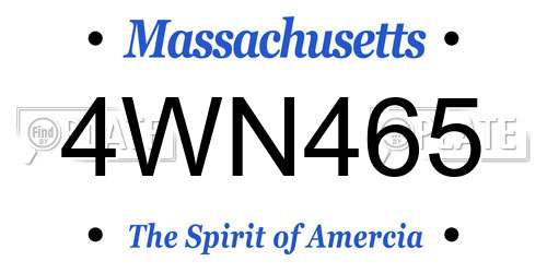 4WN465 Massachusetts License Plate