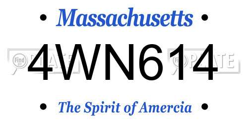 4WN614 Massachusetts License Plate